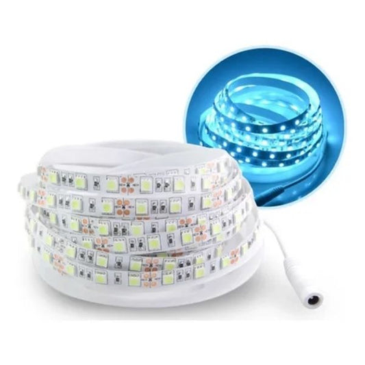 Cinta tira LED 12V DC 5050 IP20 azul (5 metros) con control
