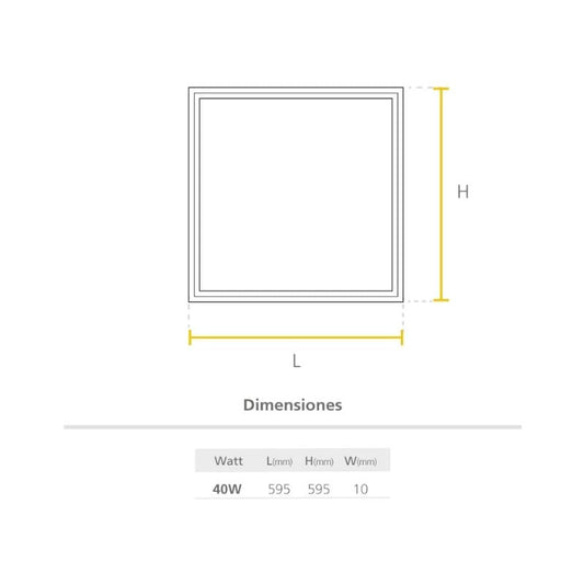 Panel LED Cuadrado Incrustar 40W 6500K 59.5cm x 59.5cm P27913 -  Sylvania